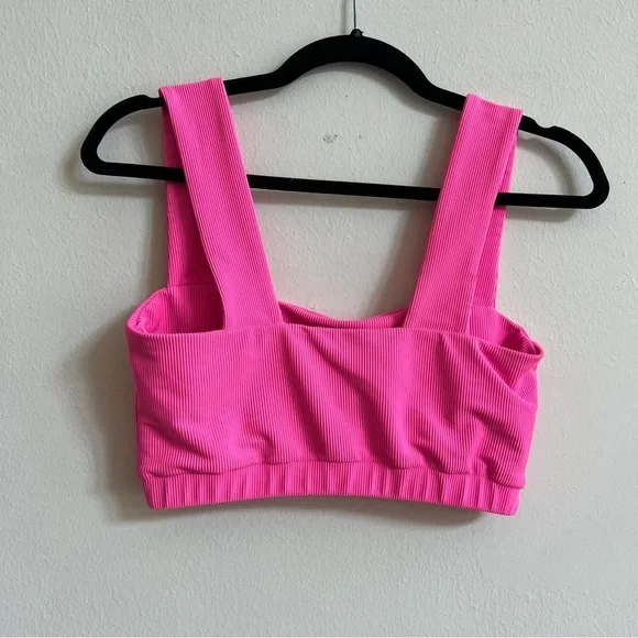 BEACH RIOT PINK RIBBED SPORTS BRA - Picture 2 of 2